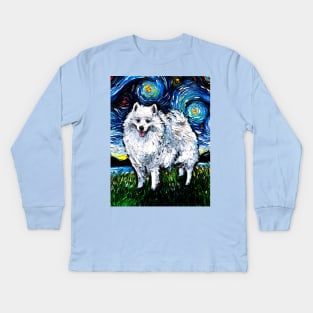 American Eskimo Night Kids Long Sleeve T-Shirt